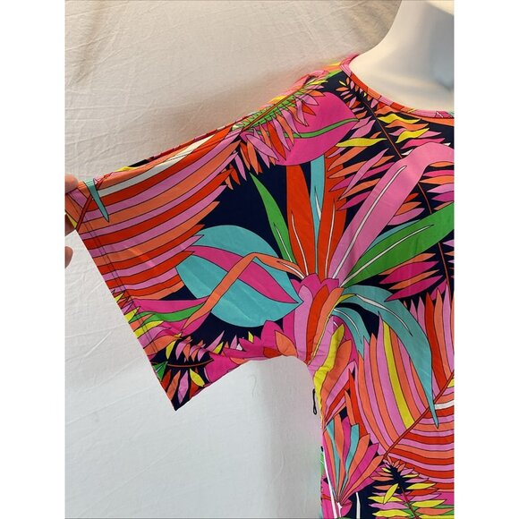 Trina Turk Blouse Womens M‎ Batwing Sleeve Tropical Floral Print Bold Top - Picture 2 of 10